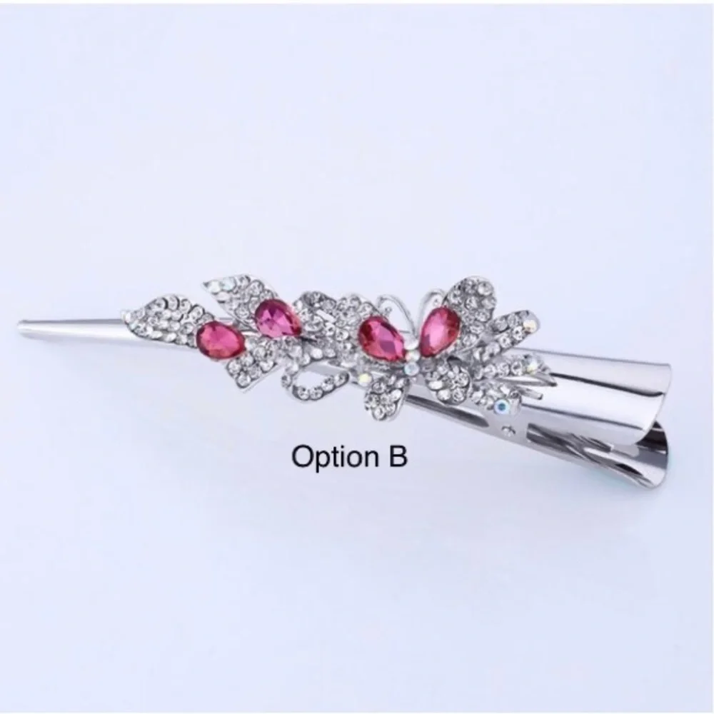 Single Hair Accessories Barrettes For Women Crystal Butterfly Peacock Flower